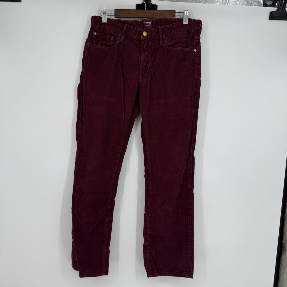 Bonobos Pants Men's 33x32 Maroon Corduroy‎ Straight Fit Pockets Washed Cords USA